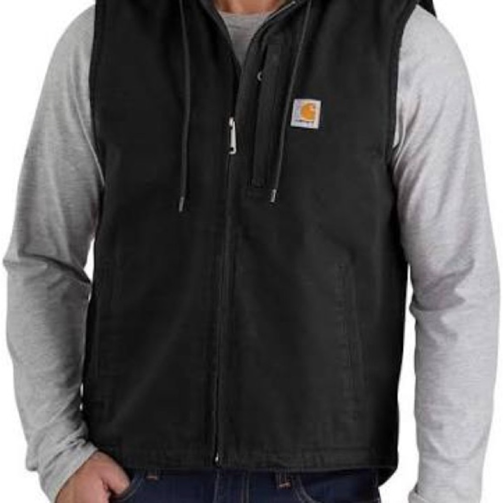 EUC Carhartt Men's Black Duck fleece lined Zip-Up Vest size M